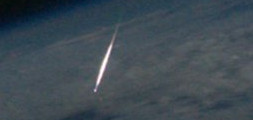 Fireball from the Perseid shower as seen from the Space Station on 2011-Aug-13.