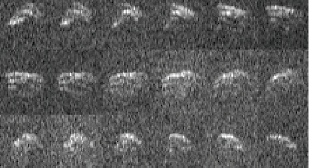 First radar images of the fragment of asteroid 2015 PDC heading for impact with the Earth on Sept. 3, 2022. The object is about 80 meters in size.
