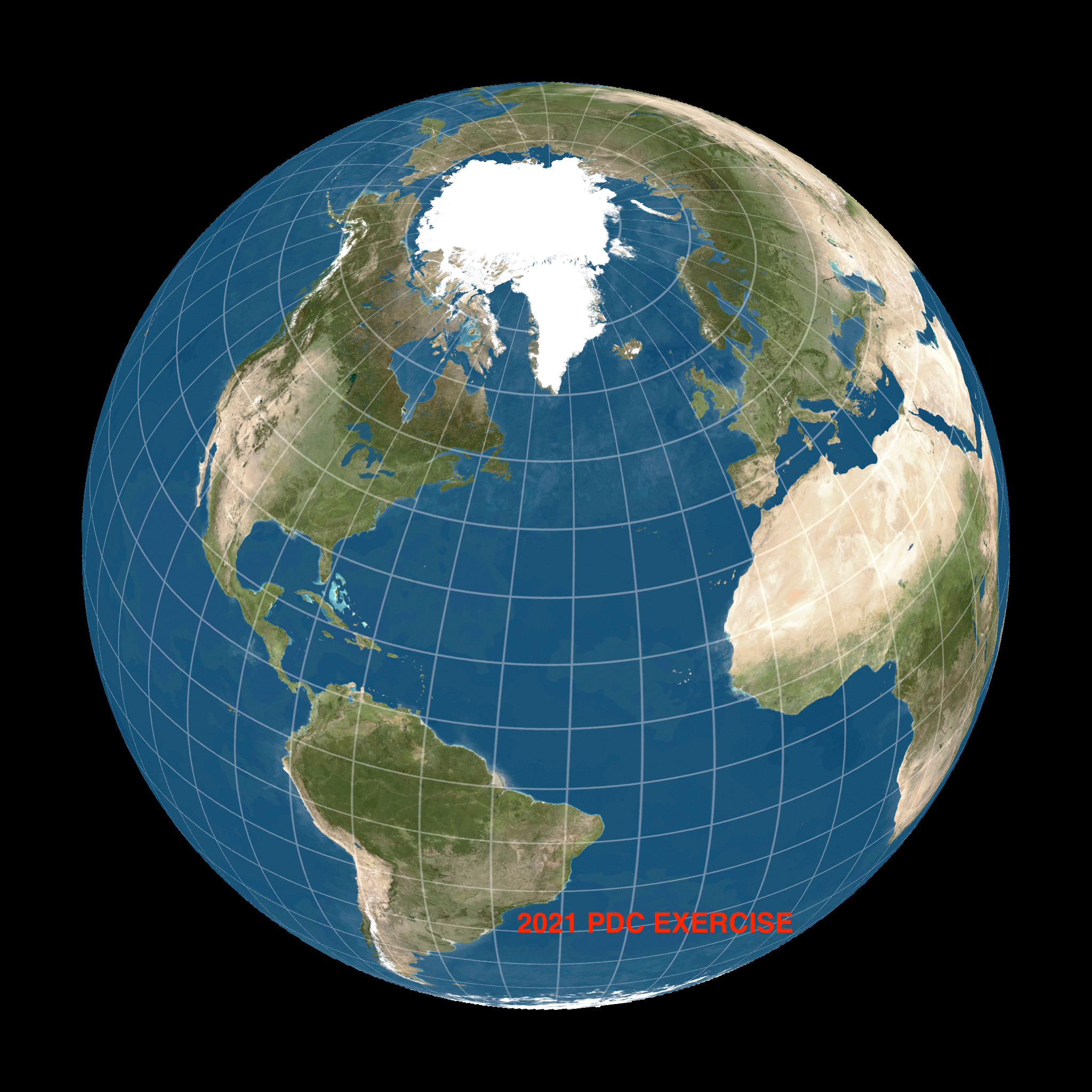 Earth surface projected into the b-plane of 2021 PDC