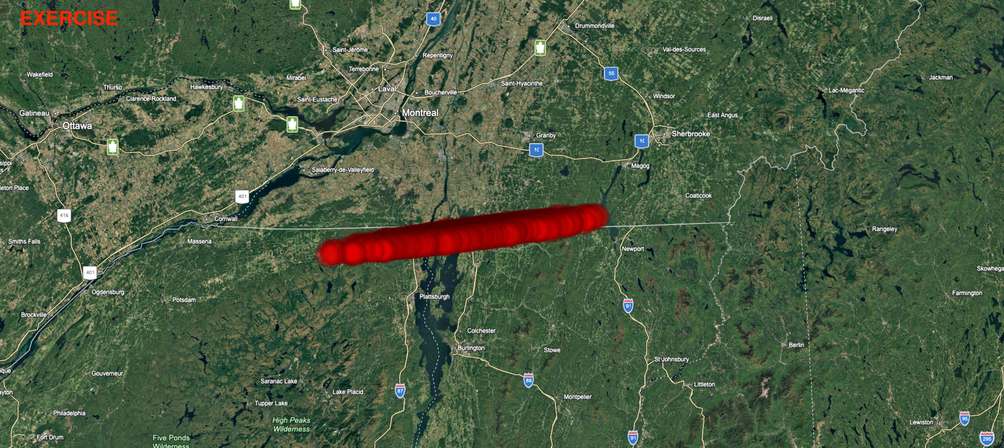 Atmospheric impact location at 100 km above sea level for asteroid 2026 PDC27