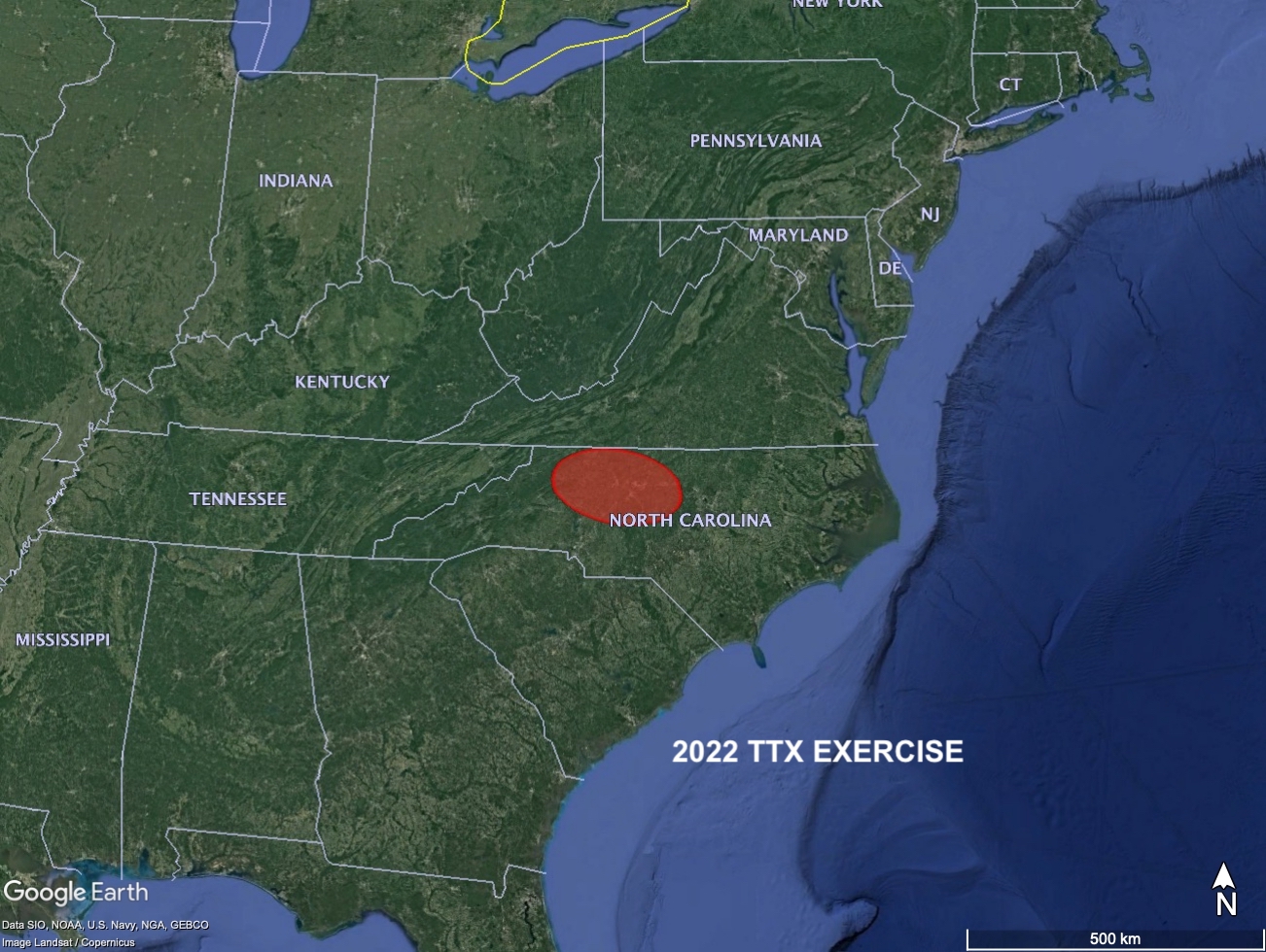 This image shows the predicted impact region for 2022 TTX, as of June 15, 2022